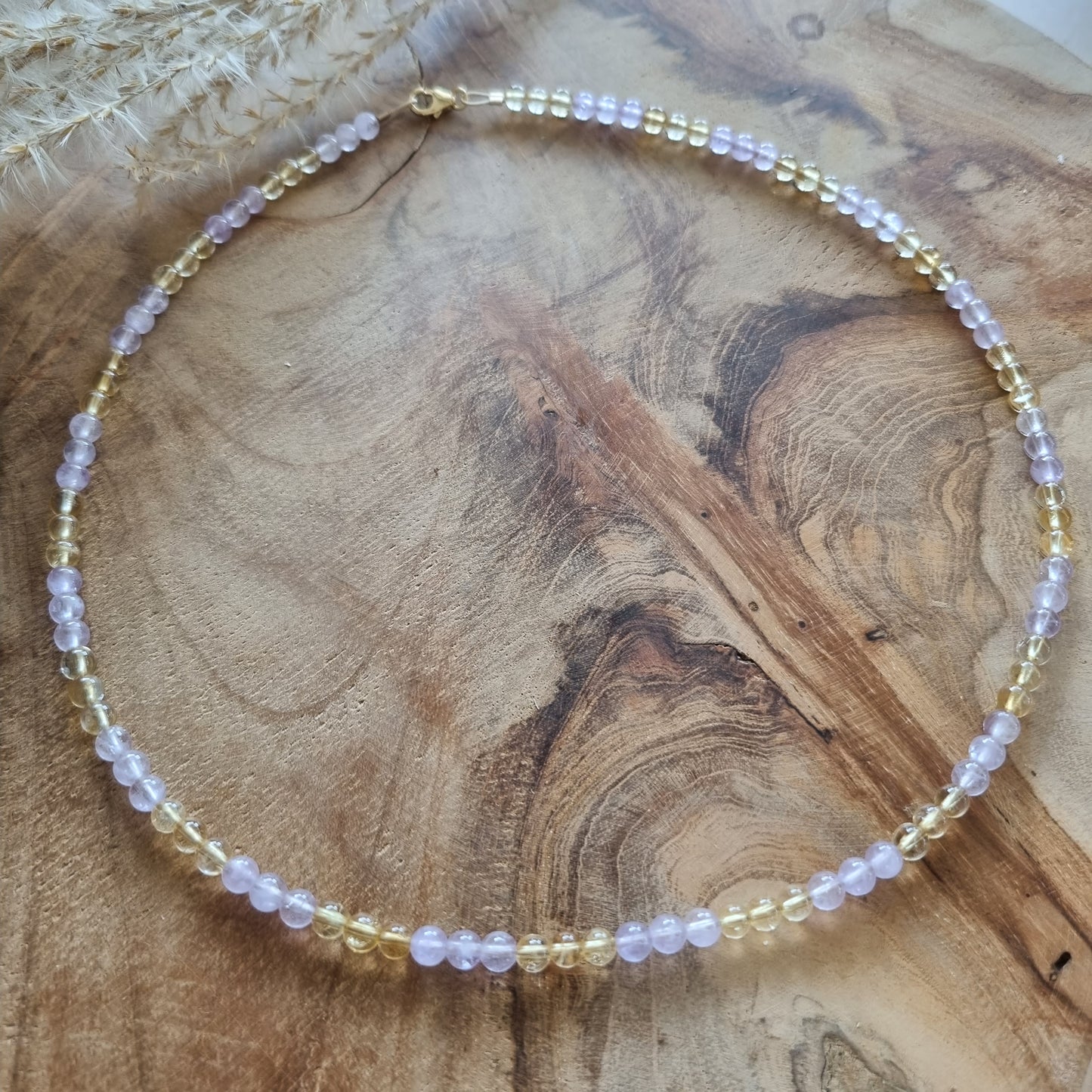Edelsteinkette aus Lavendel Amethyst und Citrin