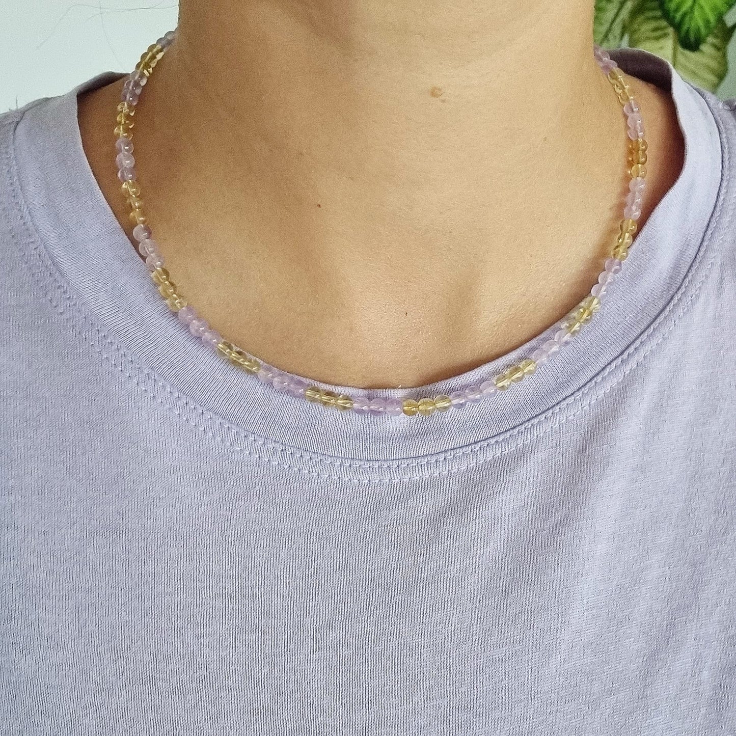 Edelsteinkette aus Lavendel Amethyst und Citrin