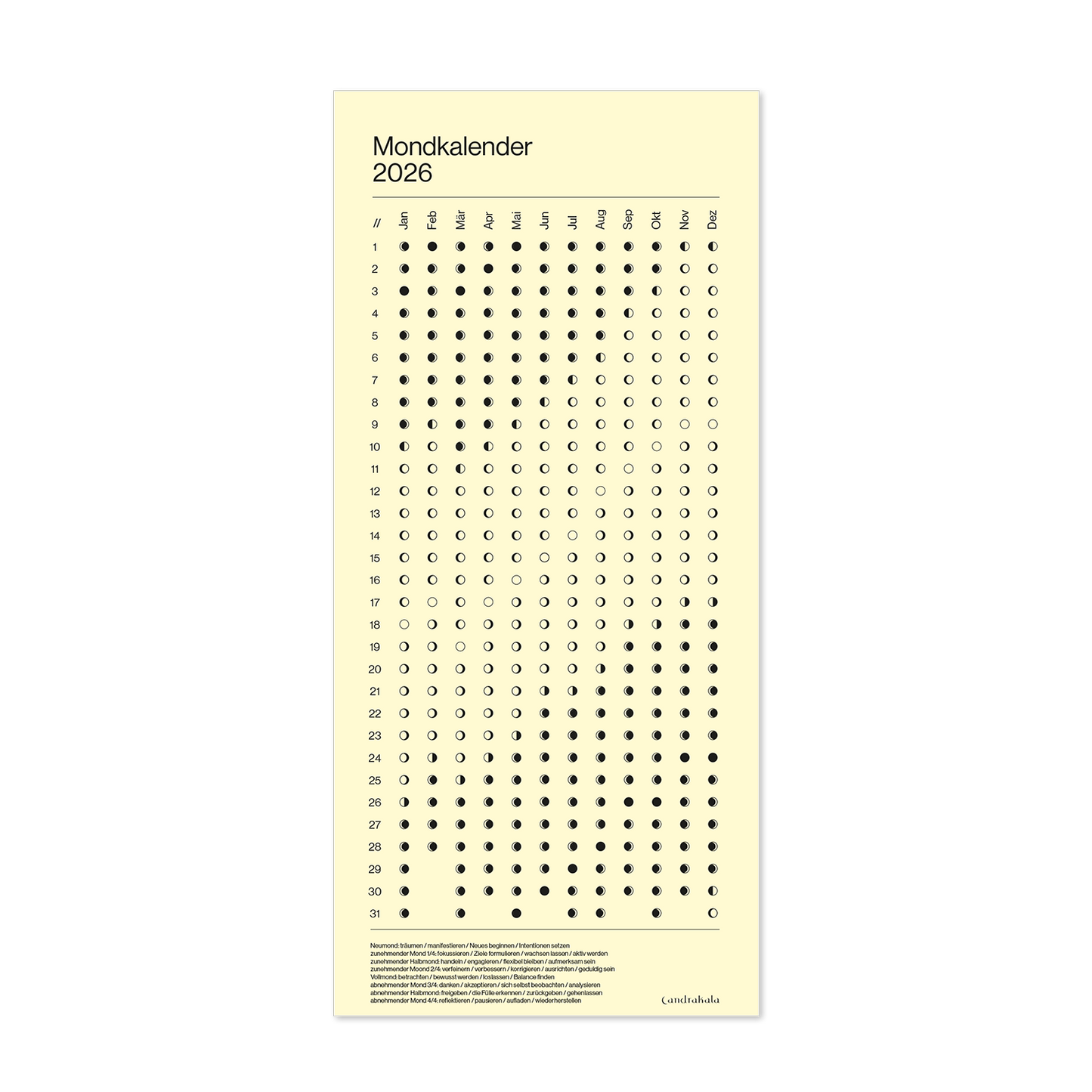 Wandkalender "Mondphasen" 2026