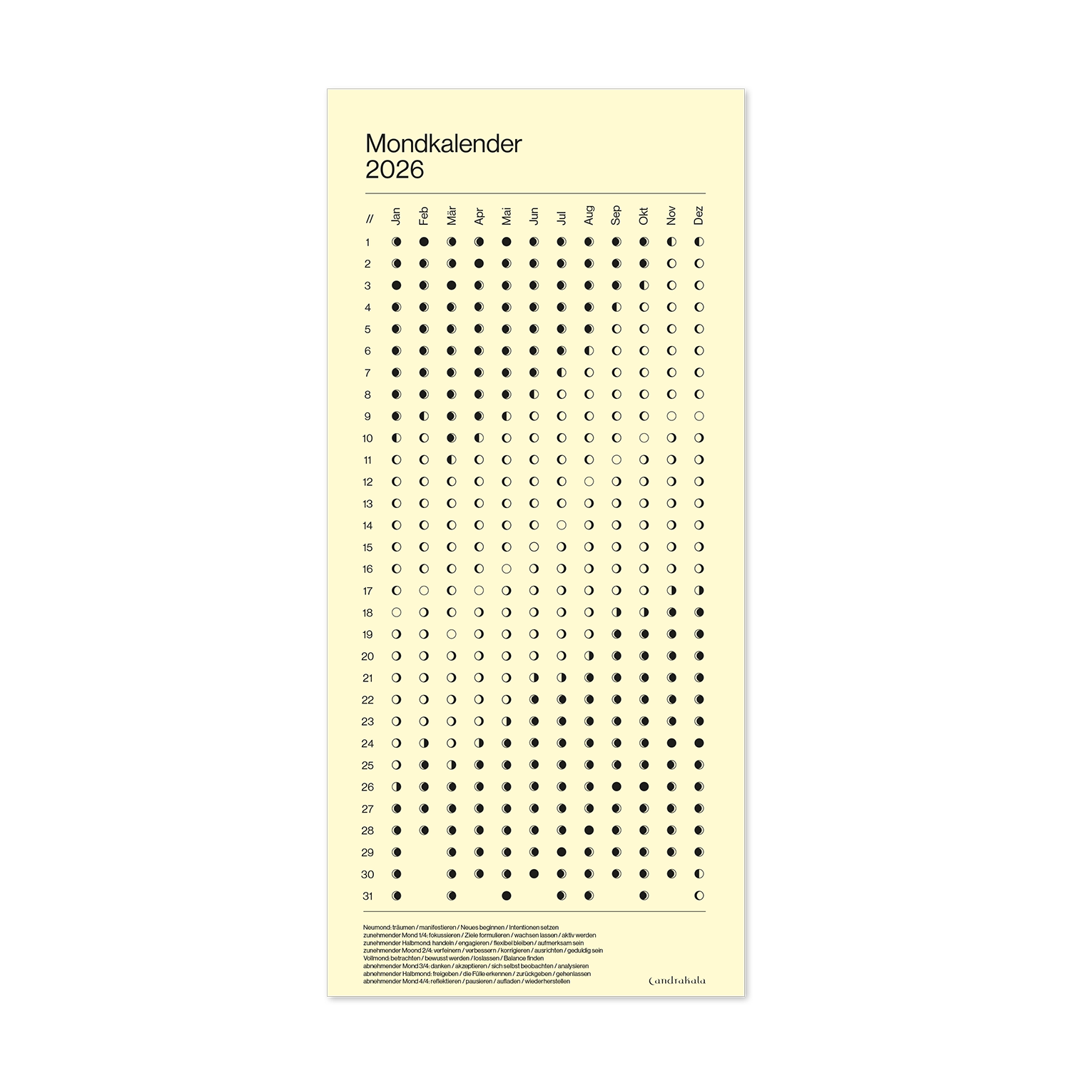 Wandkalender "Mondphasen" 2026